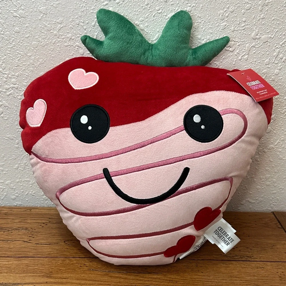Celebrate Together Valentine's Day Strawberry Plush Pillow - Red and Green